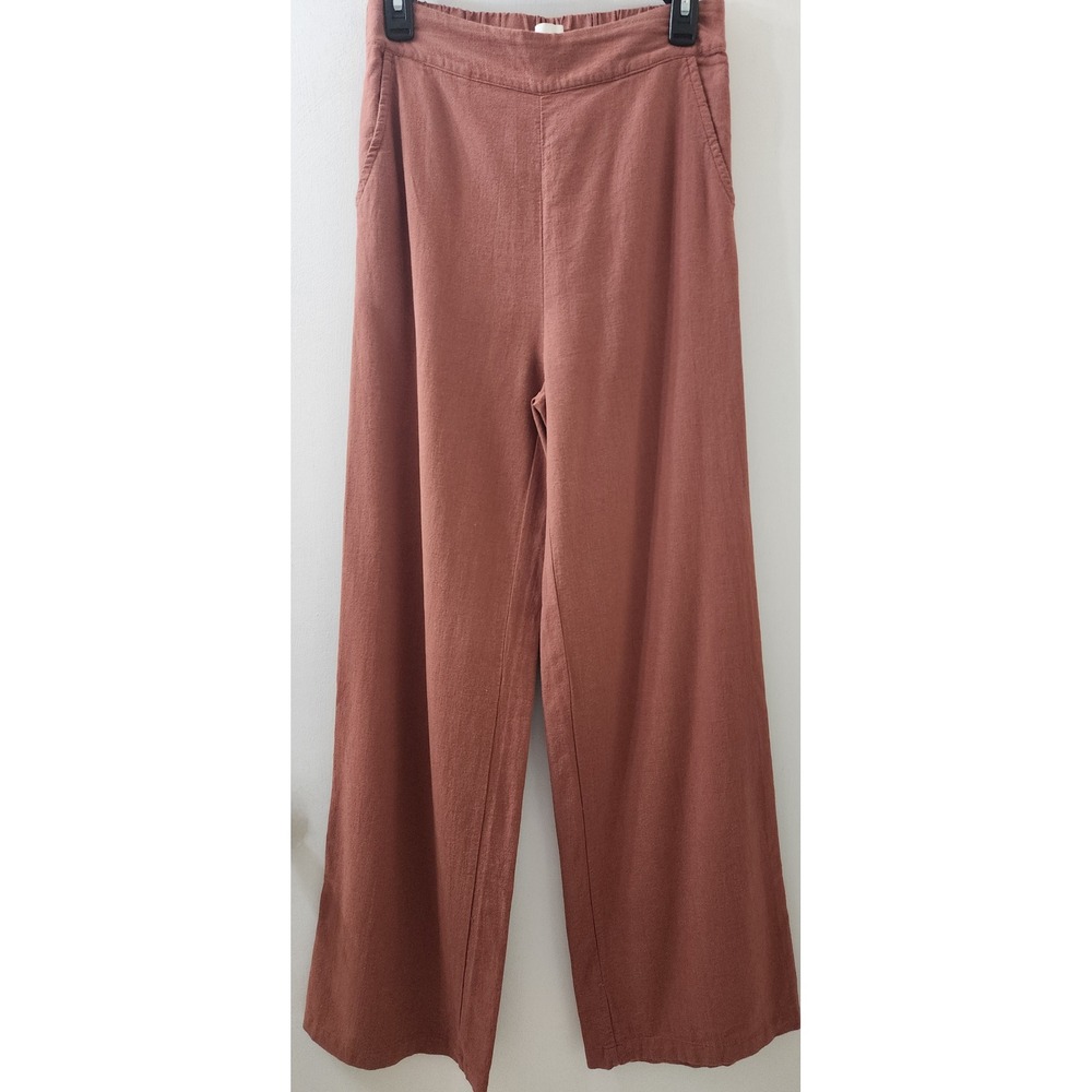 Rhythm Classics Terracotta Rust Wide Leg Cotton Rayon Pants High Rise Size 4